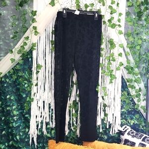 Black Mesh Sheer Floral Printed Leggings
